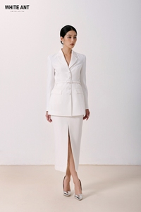 Blazers de manga larga para mujer con faldas y pantalones de un solo pecho 5 botones Conjunto de mujer BLAZER ANGEL 85% Poliéster 15% Spandex - Product Image 4