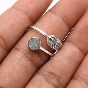 Handmade 925 <b>Sterling</b> <b>Silver</b> <b>Adjustable</b> <b>Ring</b> For Women & Girls Real Druzy Gemstone Bohemian <b>Ring</b> Available At Factory Price - Product Image 5