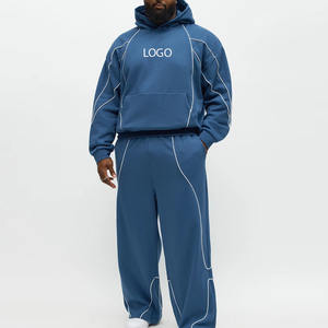 ชุดลำลองสตรีทแวร์สำหรับผู้ชาย ชุดวอร์มโอเวอร์ไซส์ใส่สบาย ปี 2026 รับสกรีนโลโก้ ชุดวอร์มผู้ชายคุณภาพสูง สีพื้น - Product Image 1