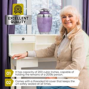 Urnas de cremación Forever Lane para cenizas de adultos-Urna grande hecha a mano, urnas de entierro para cenizas humanas Mujer adulta o hombre (púrpura - Product Image 5
