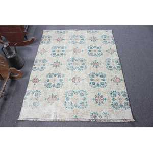 Tapis vintage 3,8 x 4,7 pieds, tapis turc d'appoint, tapis bleu ombré - Product Image 1