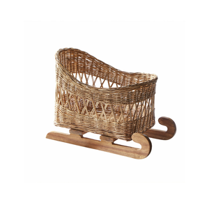 รถลากเลื่อนขาไม้หวายตกแต่งคริสต์มาสทำจากไม้หวายธรรมชาติแบบชนบทจากเวียดนาม - Product Image 2