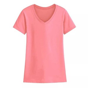 Camiseta de Verano 2026 para Mujer, Cuello en V, Logotipo Personalizado OEM, Diseño Básico Informal, Talla Grande, Manga Corta, Algodón Poliéster Gris, de Fábrica - Product Image 2