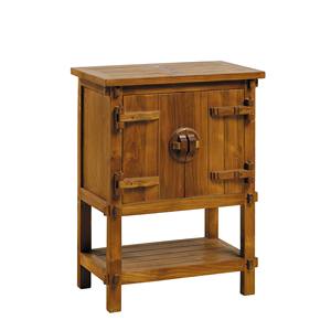 Gabinete lateral Wabi-Sabi Treasure de teca natural con puertas de raspado de madera desgastada, muebles de sala de estar para uso doméstico o hotelero - Product Image 1