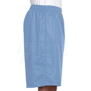 Shorts respirants en maille pour hommes, couleur unie, taille mi-haute élastique, séchage rapide, bleu clair, 100 % polyester, tissu tricoté, service OEM - Product Image 2