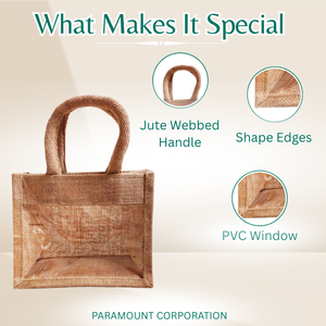 Wholesale Eco-Friendly Lady Bohemian Fashionable Reusable Jute <b>Gift</b> Tote Bag with PVC Window Zipper for 6-Bottle Carrier - Product Image 6