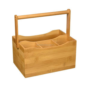 Caddy de madera con asa, organizador de condimentos, artículo al por mayor, nuevo diseño, bambú Natural, artesanía india, artículo decorativo para el hogar - Product Image 6
