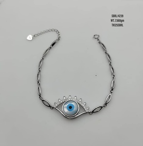 Joyería Fina de Moda, Pulsera con Dije de Ojo Turco en Plata de Ley 925 para Mujer, Diseño Clásico, Logotipo Personalizado, Regalo para Bodas y Fiestas - Product Image 1