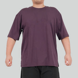 Camiseta informal de manga corta con cuello redondo de gran tamaño para hombre, 100% algodón, transpirable, ecológico, antibolitas, abertura Vertical, detalle del dobladillo - Product Image 1