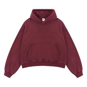 Sweat à capuche d'hiver unisexe de meilleure qualité 330gsm avec logo personnalisé imprimé 100% coton pour hommes et femmes avec fermeture éclair couleur unie teintée - Product Image 3