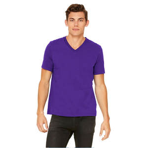 T-shirt col en V pour hommes à manches courtes avec logo personnalisé Chemises col en V violet T-shirt unisexe respirant T-shirt personnalisé unisexe - Product Image 1