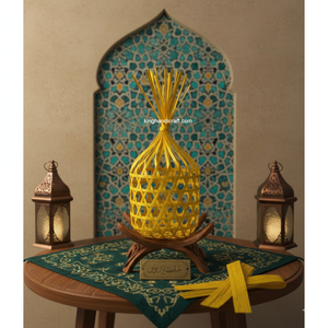 Panier de rangement rond moderne fait à la main en rotin/bambou pour les paniers de Ramadan Eid, organisateur écologique avec couvercle pour la maison - Product Image 1