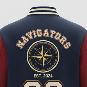 Chaqueta Varsity Personalizada al por Mayor para Hombre, Bordada en Lana Chenille, con Logotipo Frontal, Transpirable y Resistente al Viento, para Uso en Exteriores - Product Image 3