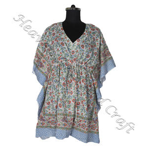 <b>African</b> <b>Women</b> Evening Gown Ethnic <b>Dresses</b> <b>Women</b> Short Kaftan <b>Dresses</b> KFCS143 Best Hand Block Print Manufacturing <b>Women's</b> <b>Dress</b> - Product Image 1