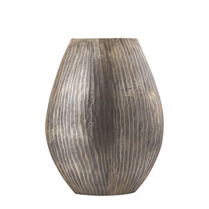 Antique Gold <b>Ribbed</b> Aluminum Tabletop <b>Vase</b> Modern Design Handmade Home & Wedding Decorative Flower Pot Hot Sale Oval Metal Pot - Product Image 1