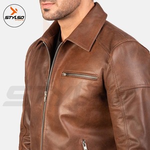 Stylso Sports Men's High Quality Black Leather Jacket Breathable & <b>Waterproof</b> Casual <b>Winter</b> Skin <b>Coat</b> - Product Image 5