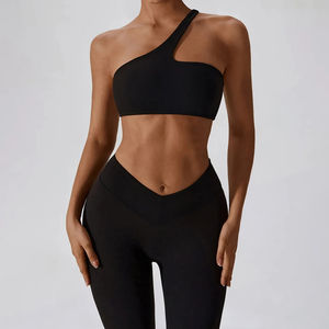 2025 logotipo personalizado acanalado cintura alta Fitness gimnasio desgaste ecológico conjunto de Yoga sin costuras de talla grande sin mangas entrenamiento cordón sólido - Product Image 3