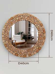 Arte de pared de espejo de mosaico de madera 60cm (24 "), espejo hecho a mano, arte de pared de mosaico de rebanada de madera, arte de rebanada rústica, madera recuperada, - Product Image 3