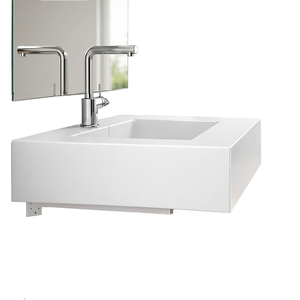 Lavabo Koricini Manchester 80 cm in resina bianca opaca con staffe di supporto - Product Image 3