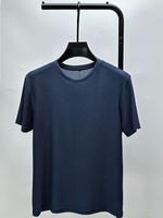 Pull-over décontracté à manches courtes pour homme, personnalisé OEM, avec broderie frontale, en maille de bambou et soie glacée, respirant, sensation rafraîchissante, coupe ample, idéal pour l'été