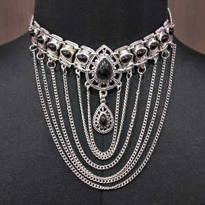 Urthn Pota piedra declaración collar rodio plateado 1110761B accesorio de moda - Product Image 1