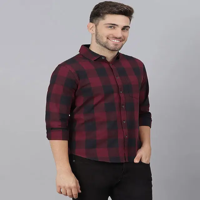 Homens 100% algodão camisa para manga cheia personalizar cor design estão disponíveis