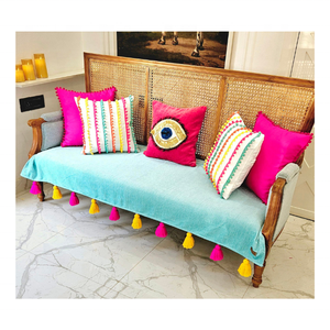 Indien abstrait glands tous temps laine GOTS certifié canapé doux respirant confort chaque saison salon jeter couvertures - Product Image 5