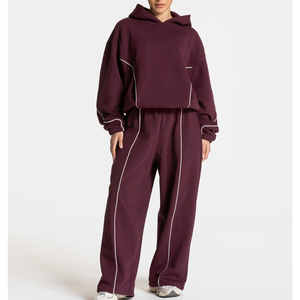 Sudadera con Capucha Extra Grande con Logotipo Personalizado al por Mayor, Conjunto Deportivo de Dos Piezas para Mujer, Ropa Deportiva Transpirable - Product Image 1