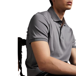 Polo homme gris en coton doux à manches courtes, décontracté, élégant, pour tous les jours, confortable, tendance estivale, respirant, polo tendance pour homme - Product Image 3