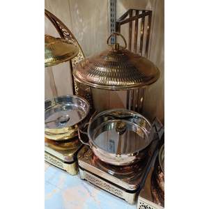 Handcrafted Polished Antique Brass Steel Chafing Dish with Lid Elegant <b>Buffet</b> Food <b>Server</b> for Hotel Restaurant Catering - Product Image 4