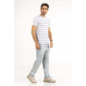 Camisetas Casuales de Corte Holgado con Rayas y Patrón Sólido, Tejido de Punto de 200 Gramos, Antiarrugas, Transpirable, MN-TS-SS25-052, Logotipo Comprimido - Product Image 1