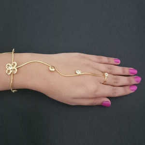 Urthn Fine <b>Beaded</b> <b>Bracelets</b> Brown Austrian Stone with Gold Plating Hand Harness-1502383 - Product Image 1