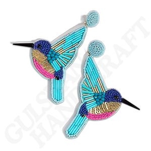 Pendientes de tela de algodón de alta calidad premium hechos a mano multicolor en forma de corazón bordado joyería bordado de costura - Product Image 3