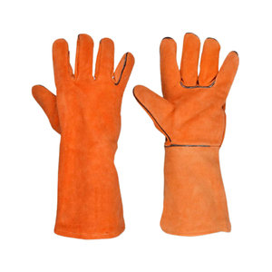 Guantes de soldadura de cuero dividido de piel de vaca de primera calidad 2025, guantes de cuero de protección de manos de seguridad de lana de algodón de palma para hombres - Product Image 2