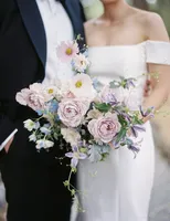 Buket bunga sutra pernikahan buket bunga pegangan pengantin warna ungu untuk buket bunga pengiring pengantin bunga dekoratif rumah