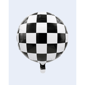 Ballons de fête en forme de carrés blancs et noirs 45 cm, sac de 12 pièces - Product Image 1
