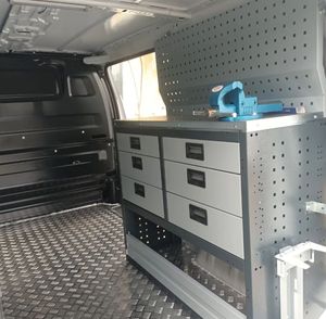 Mobile Workshop Van Shelving System with Workbench <b>Tool</b> Drawers Storage <b>Cabinets</b> for Service Vehicles Professional Van Storage - Product Image 3