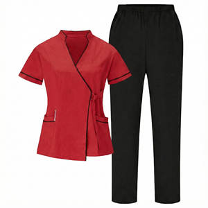 Poly Spandex Medical Scrub <b>Sets</b> Women's Spa Salon Nursing Uniforms Hospital Doctor Suits Dental Custom Logo <b>Colours</b> Scrubs <b>Sets</b> - Product Image 1