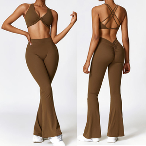 Leggings Deportivos Casuales de Cintura Alta con Corte Acampanado, Personalizados 2026, Tela Elástica de Spandex/Poliéster, Control de Abdomen, Transpirables y de Secado Rápido - Product Image 1