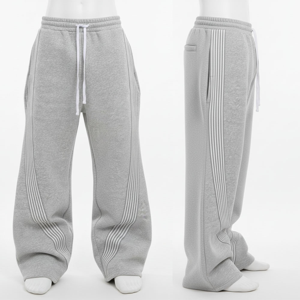 Belt Loops Stacked Sweatpants Plus Size 5-Pocket Relaxed Fit Denim