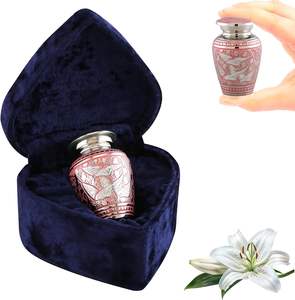 Urna de cremación de recuerdo de pájaros rosas para cenizas con caja en forma de corazón Mini urna hecha a mano Las mejores urnas decorativas Suministros funerarios - Product Image 6