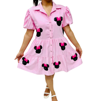 Nouveau design été printemps 100% coton col rond volants manches Style fille robe paillettes broderie à la main