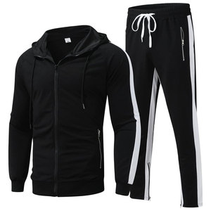 Mens Muscle Fit Gym Streetwear Sudadera con capucha Conjunto Personalizable 320 GSM Cepillado Fleece Zip Chándal Tela flexible OEM - Product Image 3