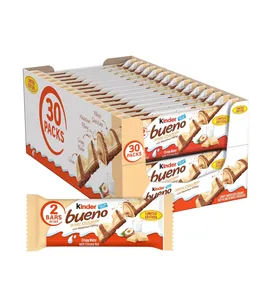 Kinder Bueno cioccolato bianco all'ingrosso, crema alla nocciola Candy Bar , 1.4 oz ciascuno, confezione da 30, fornitore sfuso