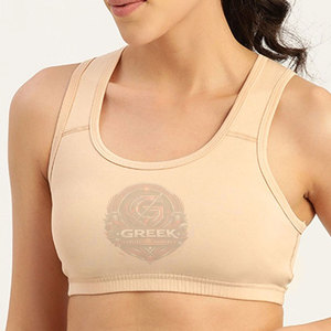 High Quality Breathable Women Sports <b>Bra</b> with Front Logo High Support Adjustable <b>Straps</b> U-Neck Yoga Sports <b>Bra</b> Made in Pakistan - Product Image 4