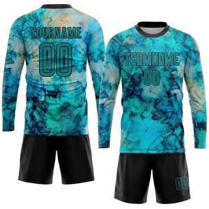 Conjunto de Camiseta de Fútbol Azul Sublimada Personalizada para Hombre, Manga Corta, Cuello Redondo, Uniformes Deportivos que Absorben la Humedad, Nombre y Número del Equipo - Product Image 2
