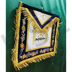 ผ้ากันเปื้อนฟรีเมสันปักมือพร้อมพู่สีทอง ชุดเครื่องราชอิสริยาภรณ์ Purple Lodge - Product Image 3