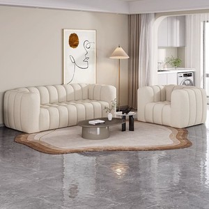 Canapé double trois places en tissu moderne crème sable pour salon, villa, bureau à domicile, mobilier de maison - Product Image 2