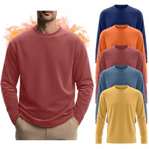 Trending 5 Pcs <b>Mens</b> Long Sleeve <b>Thermal</b> Shirts Crew Neck Fleece <b>Tops</b> Soft Pullover Sweatshirts Warm Autumn Eco-Friendly - Product Image 1