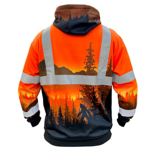 Sudadera con capucha de manga larga de seguridad de alta visibilidad con logotipo personalizado para hombre, bolsillos de canguro, Flash LED, secado rápido, trabajo en carretera, chaleco informal de alta visibilidad - Product Image 2